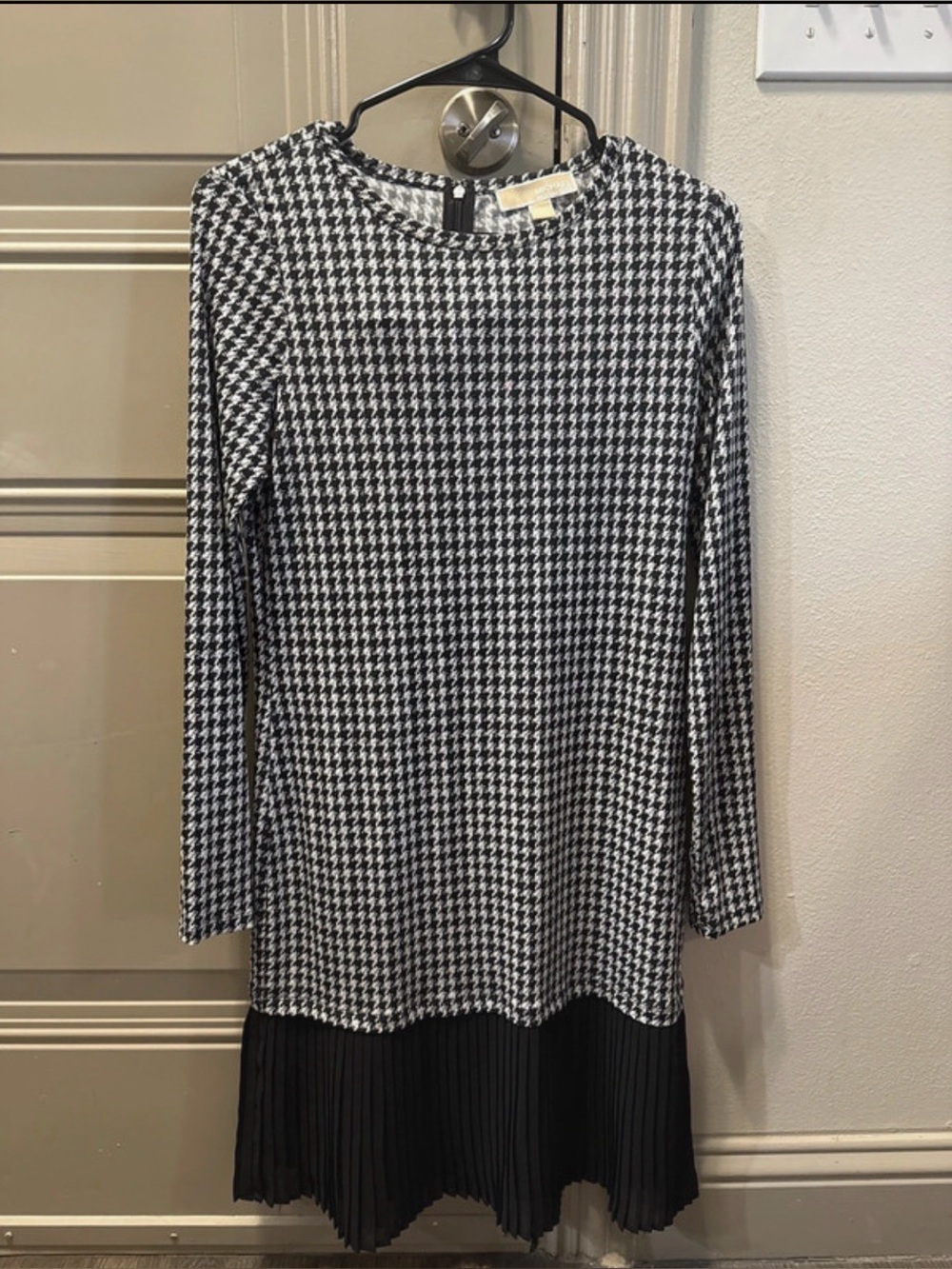 Michael Kors Black Houndstooth Knit Dress